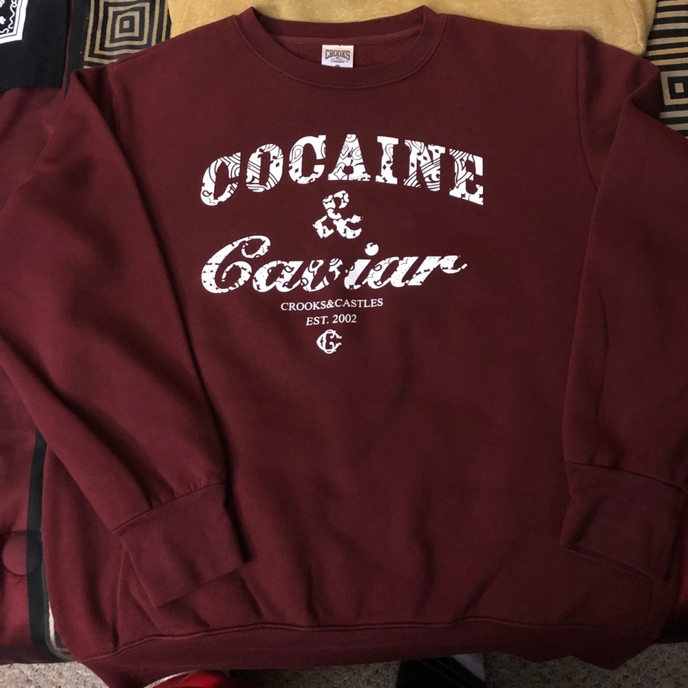 Crooks & Castles Maroon Cocaine & Caviar Crewneck